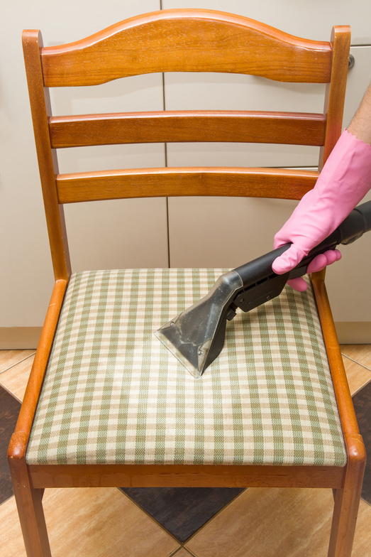 Chairs chemical cleaning with professionally extraction method in the kitchen.